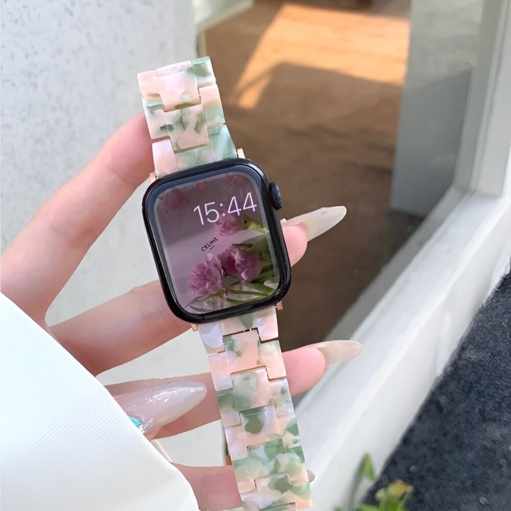 Apple Watch Band Cream Marble Resin Adjustable Stylish Strap Watch Band